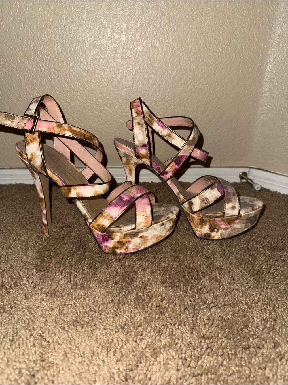 Jessica Simpson Multicolor Floral Strappy Platform Heels